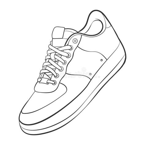 Shoe Line Drawing. Shoes Sneaker Outline Drawing Vector, Black Line ...