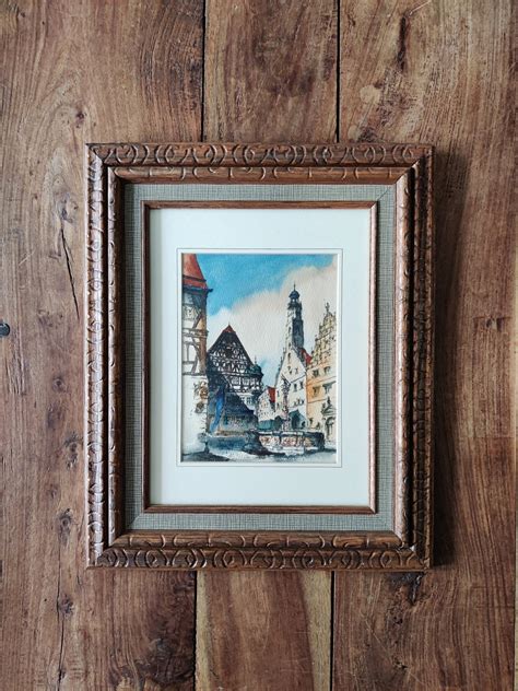 Vintage German Watercolor Painting Original Art Rothenburg Etsy