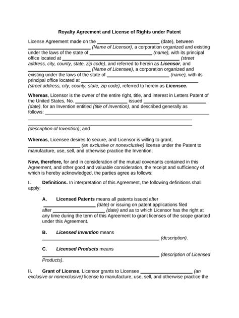 Royalty Split Agreement Template