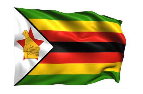 zimbabwe waving flag realistic transparent background  png