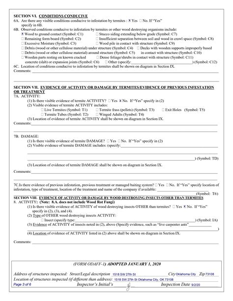Oklahoma WDI/WDO Inspection Form from Spectacular Inspection System