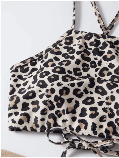 Bañador bikini de cintura alta de leopardo