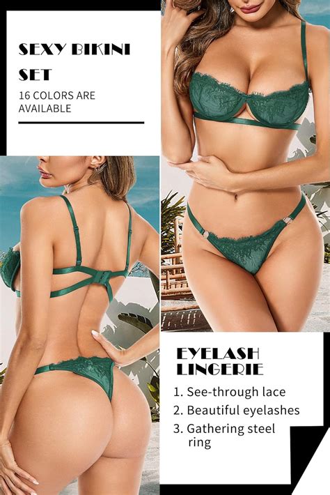 Buy Adsexy Women Two Piece Sexy Lace Bra And Panty Set Mesh Sheer Floral Lace Eyelash Lingerie