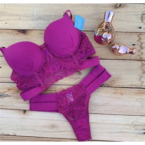 Conjunto Lingerie renda fitas laterais calcinha fio calcinha sutiã