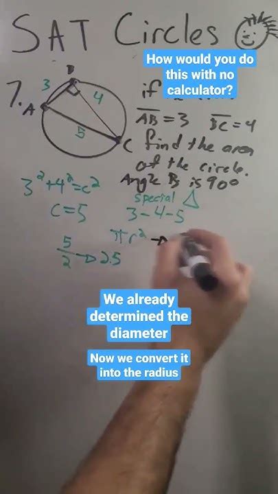 Right Triangle Inscribed In A Circle Sat Math Problem Math Review