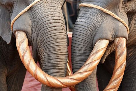 Premium Photo Close Up Of Two Elephants Trunks Entangled In Affection