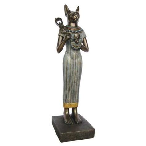 Bastet Egyptian Goddess of Music with Sistrum 15 1/2 Inch Statue