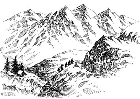 Mountain Climbing Drawing Pictures