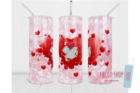 20oz Valentine Tumbler Gnome Cupid Heart Graphic By Yakkodesign