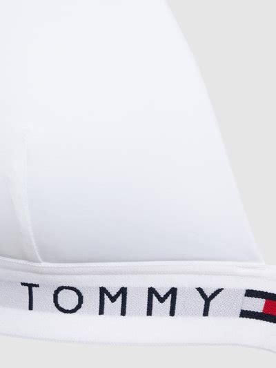Kup online TOMMY HILFIGER Top bikini z wyhaftowanym logo model ORIGINAL biały