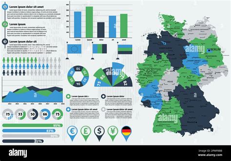 Detailed Germany Map With Infographic Elements Vector Illustration