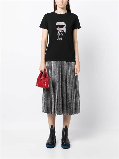 Karl Lagerfeld Ikon Rhinestone Embellished T Shirt Black Farfetch