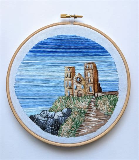 Reculver Towers Ruins Historic Herne Bay Inspired Embroidery Etsy