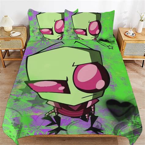 Invader Zim Duvet Cover 3 Piece Bedding Set Teen Comforter Cover Set Super Soft 3d Duvet Cover