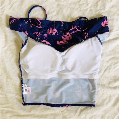 Purple And Pink Flamingo Print Bikini Top Cap Depop