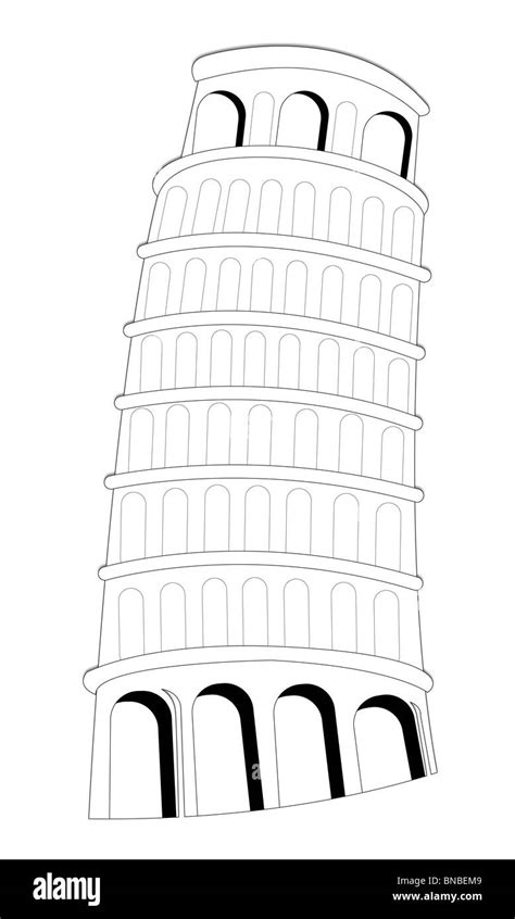 Illustration Drawing Of The Leaning Tower Of Pisa In Italy Stock Photo