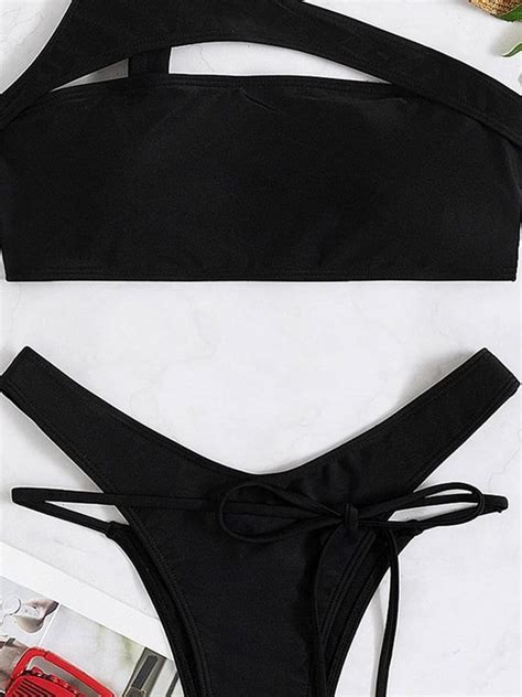 Emmiol Envío gratis 2024 Conjunto de bikini con recorte negro Negro L