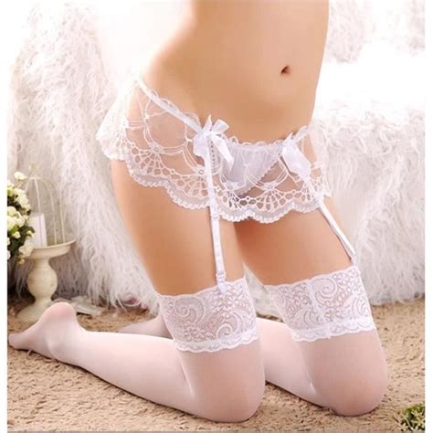 Bas Lingerie Sexy En R Sille En Dentelle Pure Pour Femmes Haut De Cuisse Bas Haut Jarretelles