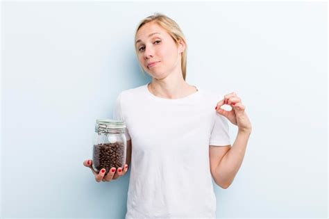 Premium Photo Blonde Pretty Woman Coffee Beans Concept