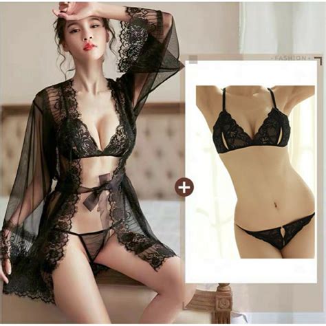 Jual Set Lingerie Seksi Bra G String Model Kimono Charming Lace Shopee Indonesia
