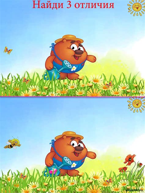 Головоломка для детей. Найди 3 отличия между картинками.