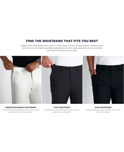 Haggar Mens Cool 18 Pro Classic Fit Expandable Waist Pleated Stretch