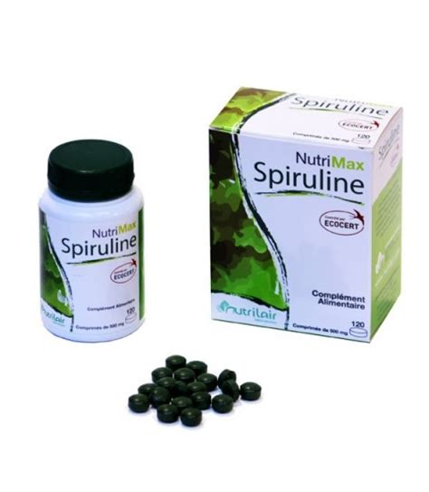 Spiruline 100 bio 120 comprimés tonus et vitalité Maroc Nutrimax