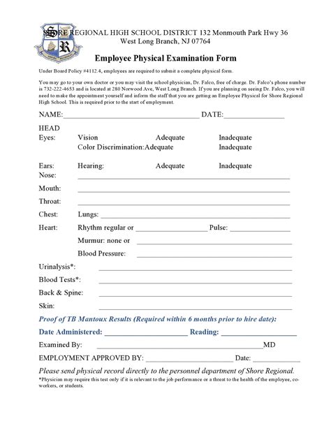 Fillable Work Physical Form For Nurses Printable Forms Free Online