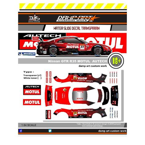Decal Hot Wheels Nissan GTR R MOTUL AUTECH Shopee Malaysia