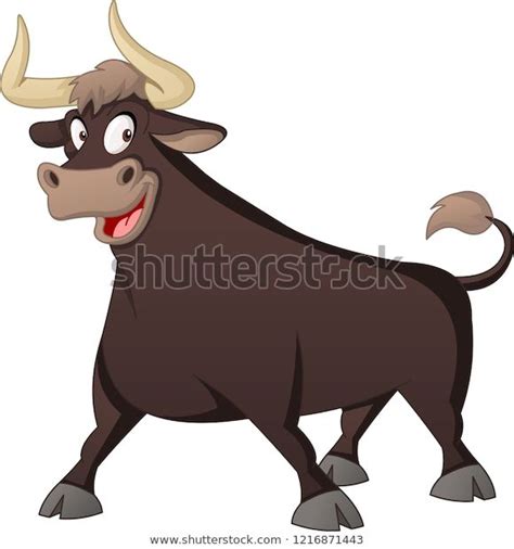 Мультфильм милый бык. Векторная иллюстрация забавного: стоковая ...