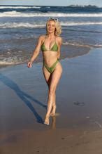 Jessika Power Sexy Poses In A Green Bikini On The Beach In Currumbin Australia Aznude