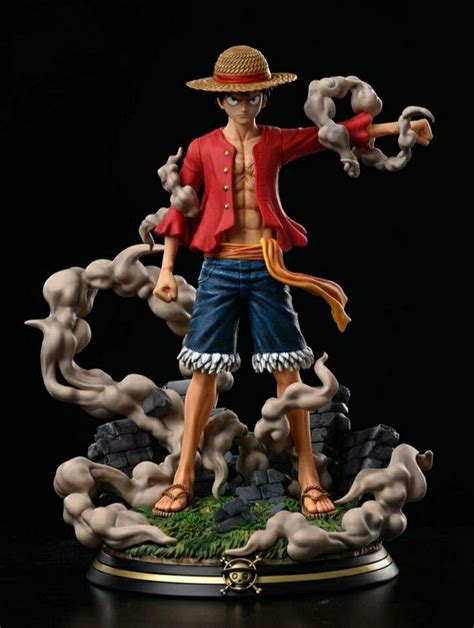 One Piece Figurine Monkey D Luffy Action Figure With Hat And Blue Shorts