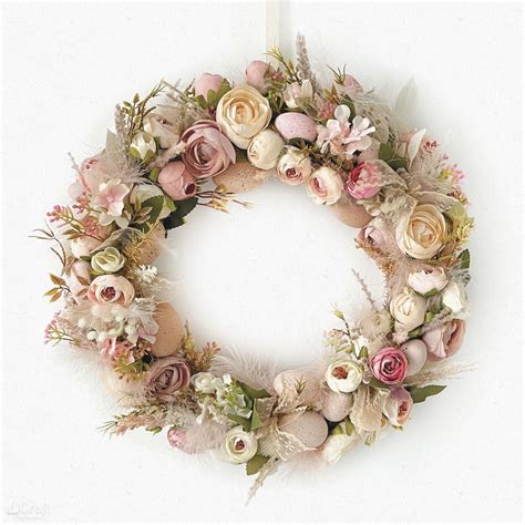 Wielkanocny Wieniec Z Materia Owymi Kwiatami Pink Nude Sklep Internetowy Dpcraft