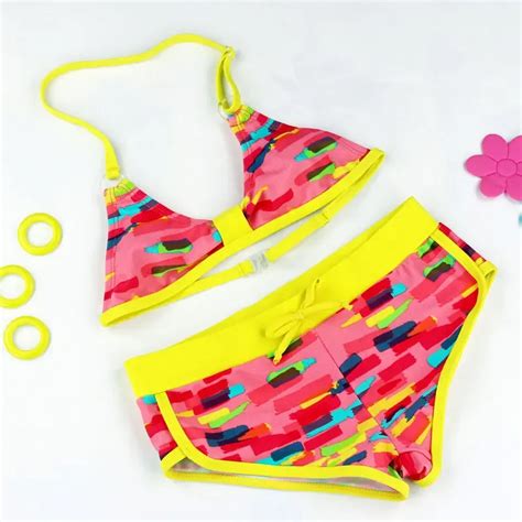M Dchen Bikini Set Nette Blume Muster Split Bikini Bademode Sch Ne Bikini Biquini Infantil