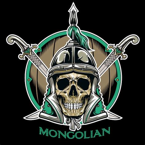 Premium Vector | Vector of mongolian skull warrior emblem