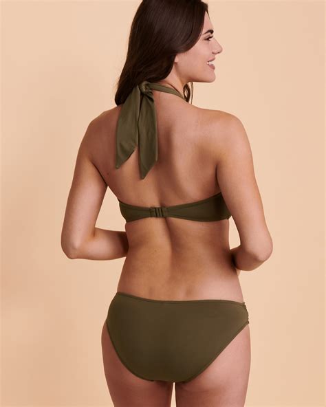 SEAFOLLY Halter Bandeau Bikini Top Olive Bikini Village