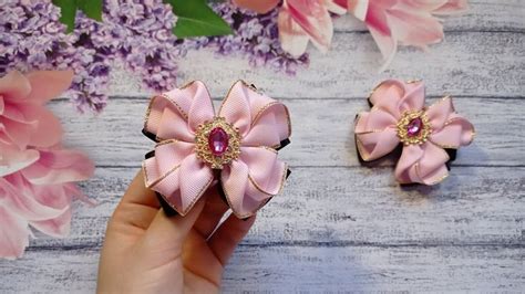 БАНТИКИ ИЗ РЕПСОВОЙ ЛЕНТЫ 4 СМ! КАНЗАШИ / МАСТЕР КЛАСС / RIBBON BOWS ...