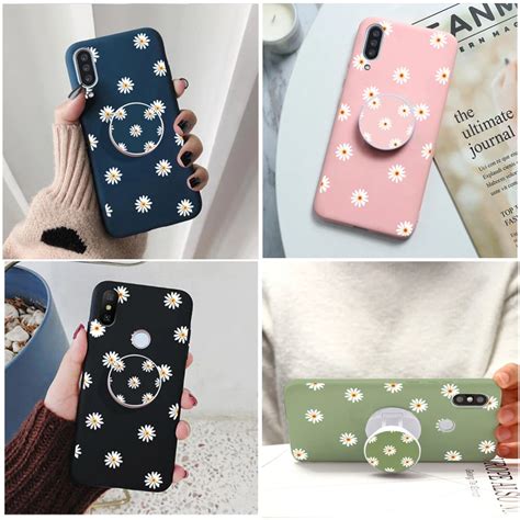 Funda De Tpu Con Soporte De Margaritas Y Flores Para Samsung Galaxy J