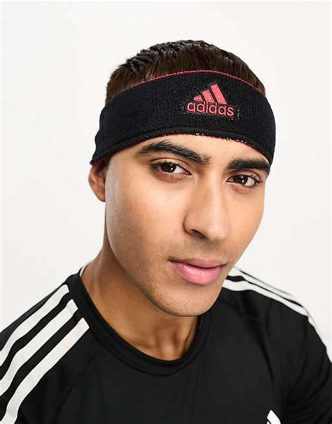 adidas training reversible headband  black  red asos