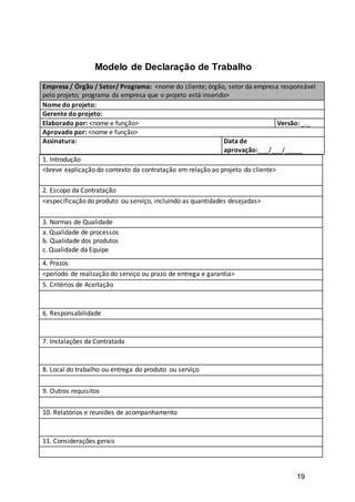 Modelo De Estrutura Do Plano De Gerencia Pdf