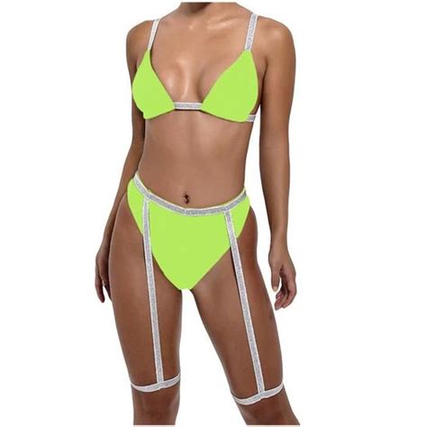 Bikini Maillot de bain sexy femme maillot de bain deux pièces ruban brillant maillot de bain