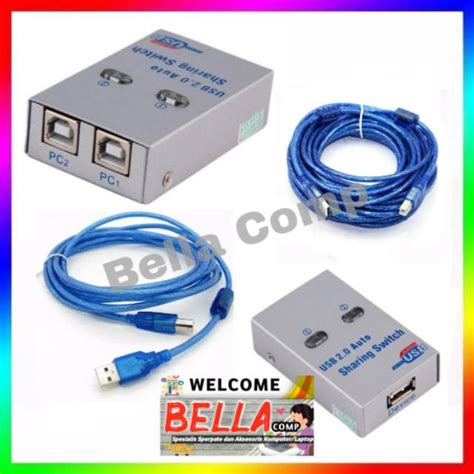 Jual Paket Auto Switch Printer Kabel Printer Usb 20 Sharing Switcher 1 2 Usb Auto Switch