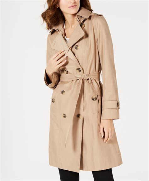 London Fog Double Breasted Water Resistant Hooded Trench Coat Created