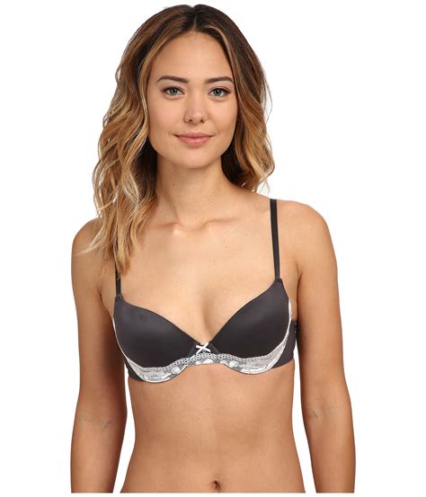 Lyst Betsey Johnson Forever Perfect Lace Push Up Bra 724800 In Gray