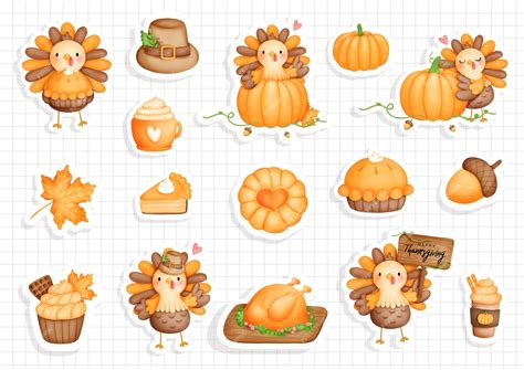 Premium Vector Thanksgiving Turkey Sticker Pumpkin With Cute Turkey