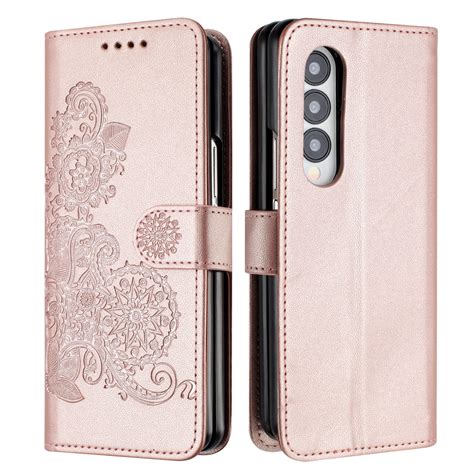 Allytech Slim Wallet Case For Samsung Galaxy Z Fold4 Embossed Pattern