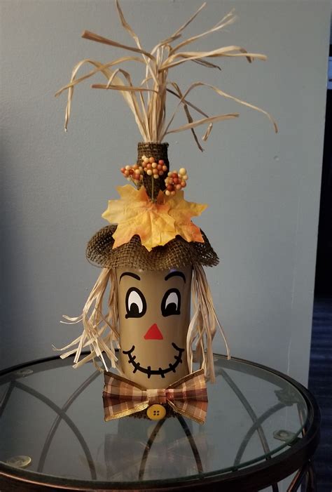 Scarecrow Wine Bottle Diy Scarecrow Bottle Crafts Crafts