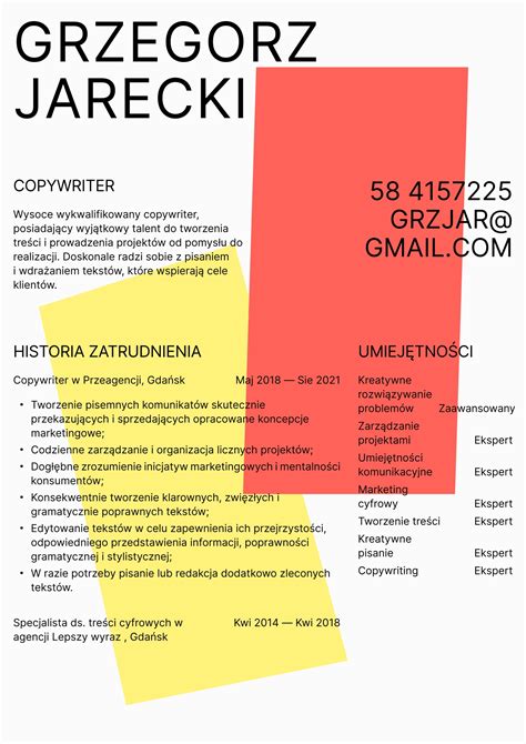 Copywriter przykłady CV porady w ich pisaniu 2024 gratisowy poradnik