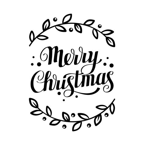 Merry Christmas Lettering With Floral Elements Vector Illustration On