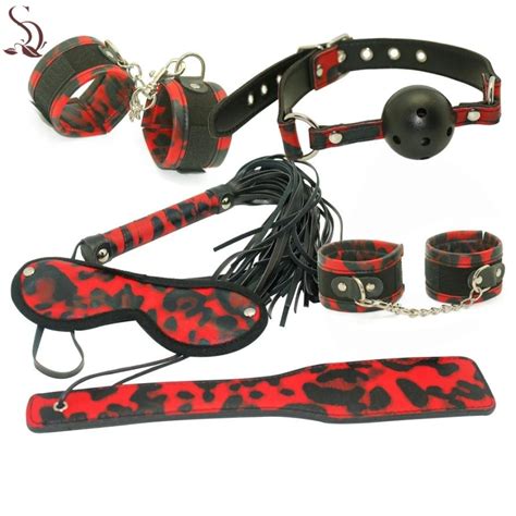 Hot Erotic 6PCS Set Adult Handcuffs Fantasy Sex Toys Cosplay Bandage Fetish Restraint SM Mar09